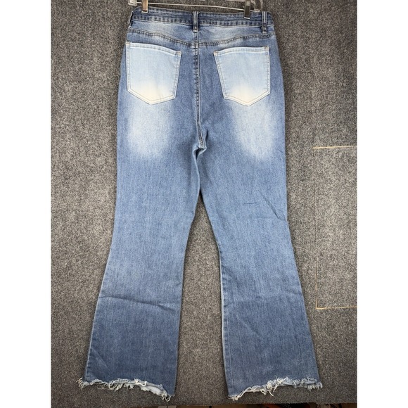 Francesca's Harper Heritage High Rise Flare Patchwork Jeans Womens 30 Denim - Picture 4 of 8